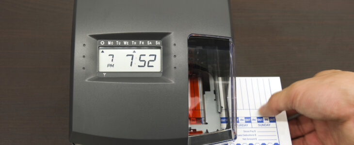 Man clocking in at work.